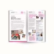 Open magazine of the Singapore Beauty Guide showcasing Best of Beauty Clinics